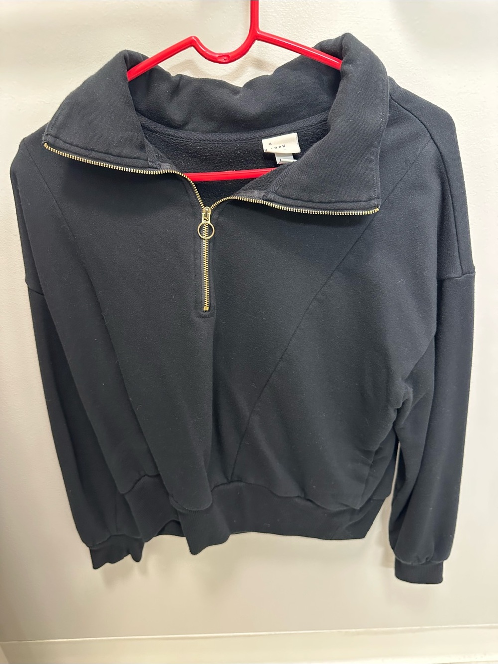 a new day Black Half-Zip Cowl Neck Sweater with Gold Zipper